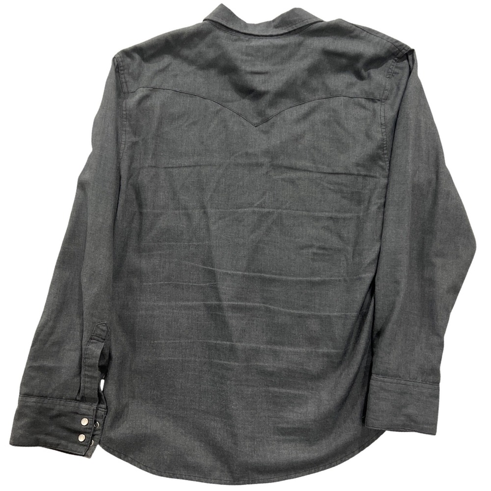 Levis Mens XL Western Pearl Snap Shirt Charcoal Gray Chambray Long Sleeve Cotton - Picture 3 of 4